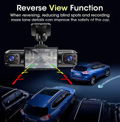 PODOFO 4-Channel Dash Cam 1080P Front Rear Left Right - 3.16" IPS Screen, Night Vision, Loop Recording, 24-Hour Parking Monitor with G-Sensor & Motion Detection, Optional 64GB Card, Vehicle Security Camera