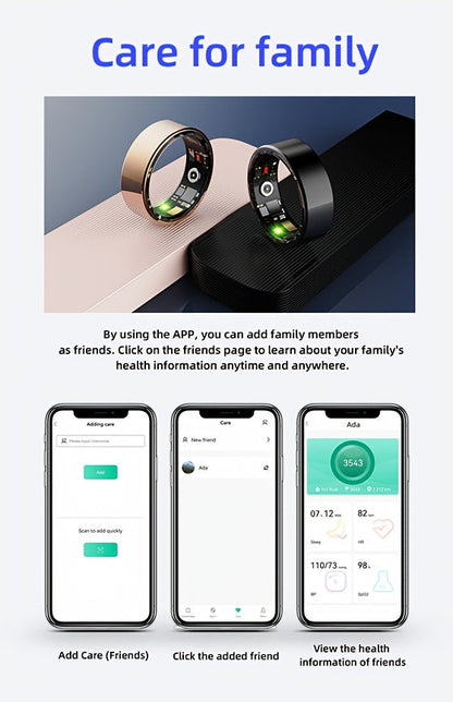 Smart Ring Fitness Tracker for Women Men – Steps Calories HRV Heart Rate Stress Body Temp Monitor 100+ Sports Modes IP68 Waterproof iPhone Android Compatible