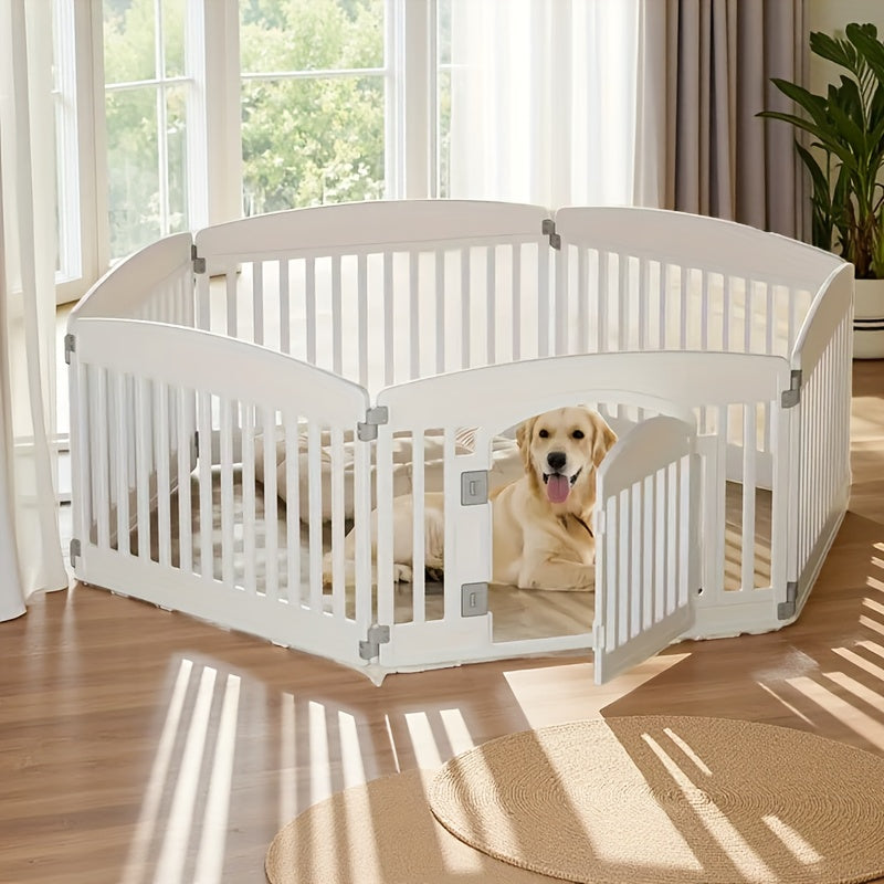 4 & 6 Panel Dog Pen Expandable Non-Slip Bottom Portable Indoor Outdoor Puppy Playpen with Safety Locking Door for Medium Dogs – Black & White