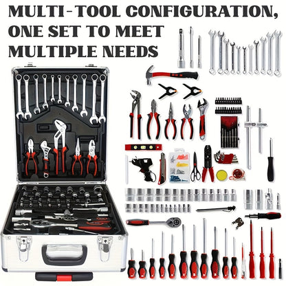 52 Piece Professional Tool Set with Portable Toolbox Multi-Functional Home and Car Repair Kit for DIY Enthusiasts and Professionals Gift for Men Available in Red Standard Black and White