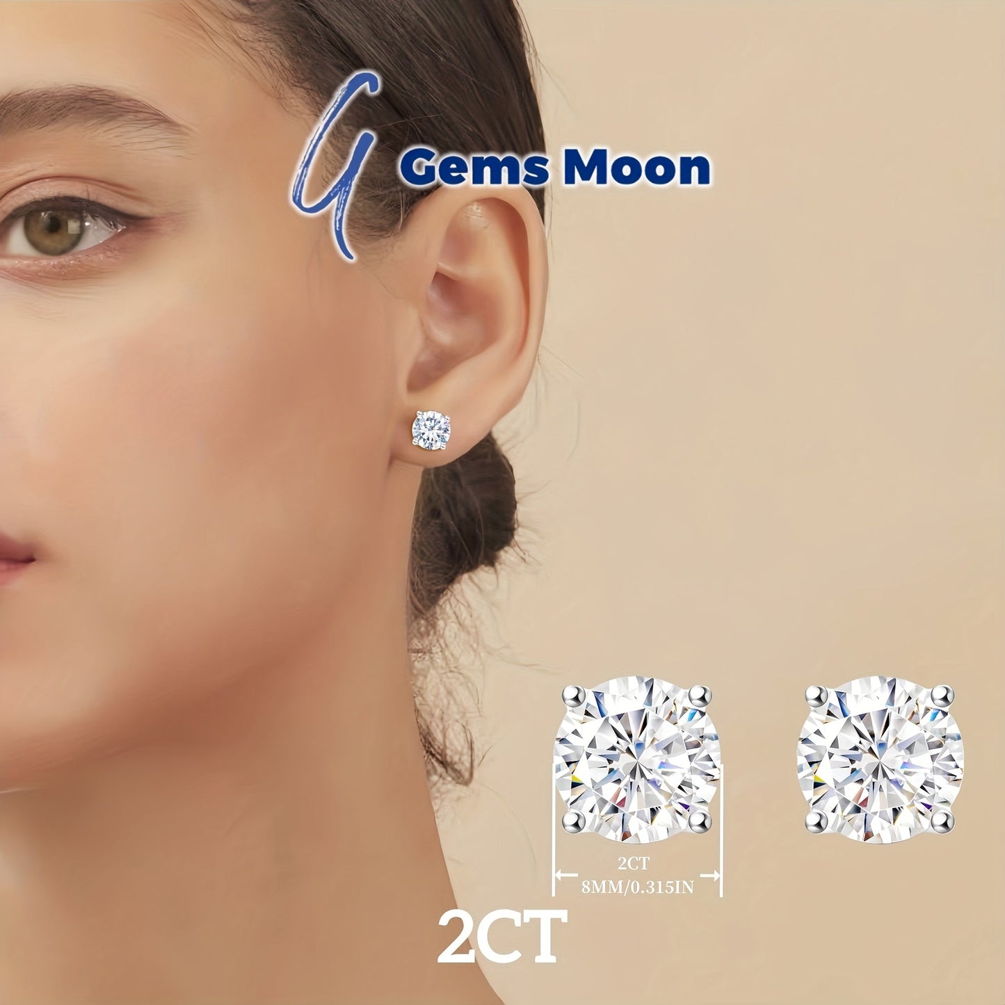 Moissanite Stud Earrings D Color VVS1 S925 Sterling Silver – Hand-Set, GRA Certified, 1CT-6CT, Velvet Pouch & Polishing Cloth Included, Jewelry Gift for Valentine’s Day, Birthday, Mother’s Day, Wedding