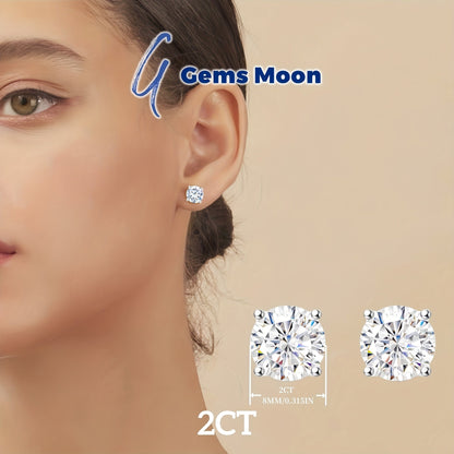 Moissanite Stud Earrings D Color VVS1 S925 Sterling Silver – Hand-Set, GRA Certified, 1CT-6CT, Velvet Pouch & Polishing Cloth Included, Jewelry Gift for Valentine’s Day, Birthday, Mother’s Day, Wedding