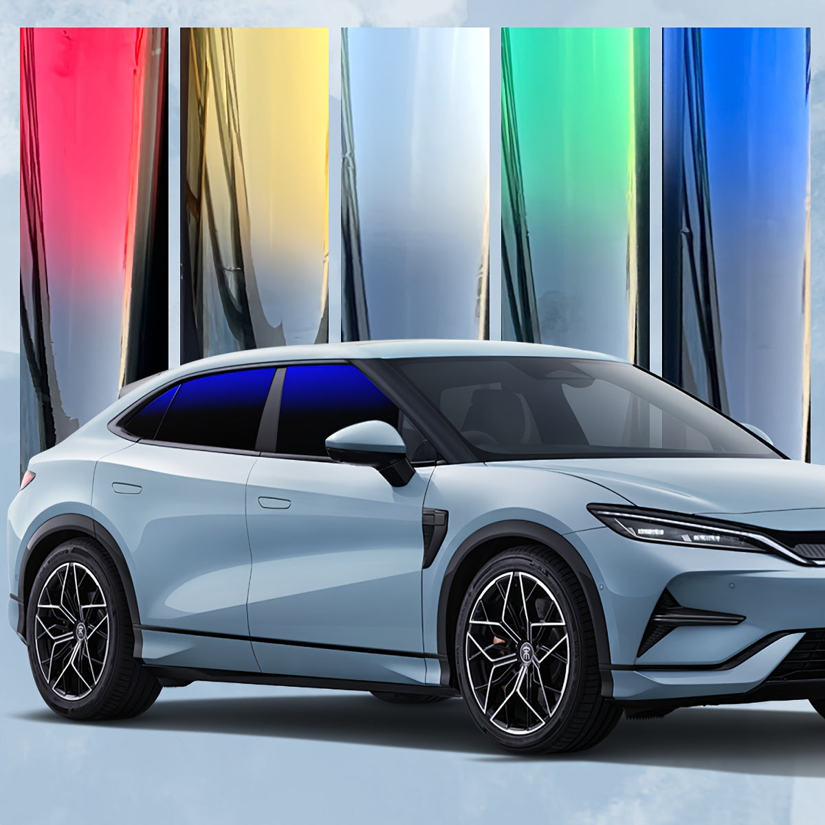 Gradient Car Window Tint Film 19.7 x 118 Inch – Two-Color Heat Resistant UV Blocking PET Window Film for Vehicle Exterior, Easy Peel & Stick, Multiple Color Gradients Available