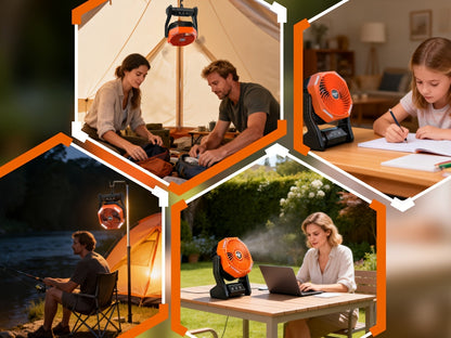 20000mAh Camping Fan with LED Light – 4 Wind Speeds, Brushless Motor, 180° Oscillation, 22-26H Battery Life, 3-in-1 Portable Outdoor Desk Fan for Camping, Hiking, Picnic & Emergency Use – 6 Colors