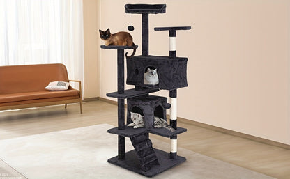 Multi-Level Cat Tree Tower with Scratching Post, Perches & Plush Apartments – Space-Saving Indoor Cat Climbing Frame & Activity Center, Heights 36–80 Inch, 6 Colors