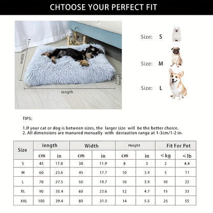 Oversized Plush Dog Bed Cat Pad Thick Warm Washable Polyester Pet Bedding Removable Cover All Breeds Sizes Comfortable Durable Pet Furniture Light Gray S L XL
