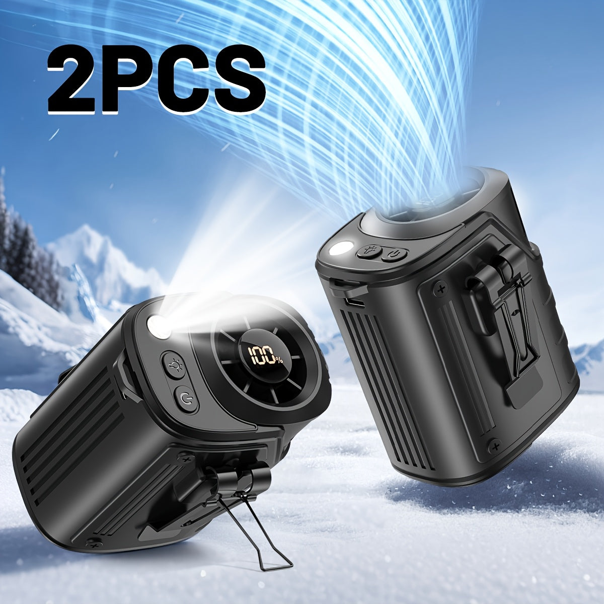 4-in-1 Waist Clip Fan with Flashlight Power Bank & Neck Fan – Rechargeable Portable Outdoor Belt Fan, Long Battery Life, 3 Colors, Single & 2-Pack