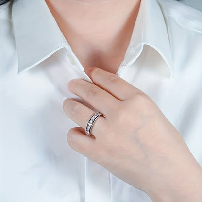 S925 Sterling Silver Sparkling Moissanite Ring for Men Women – Unisex Stylish Versatile Band, Sizes 5-13, Perfect for Weddings, Engagements, Couples & Christmas Gift