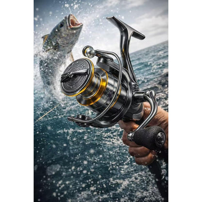 Spinning Fishing Reel High Gear Ratio Strong Drag System – Smooth Powerful Freshwater & Saltwater Fishing Reel with Sturdy Handle, Available in Sizes 500, 1000 & 3000 for Bass, Trout & Surf Fishing