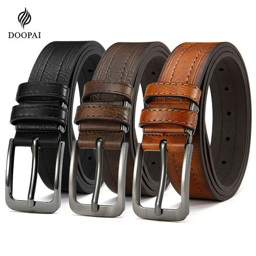 3Pcs Men's Leather Belt Set with Gift Box 1.25 Inch Adjustable Trim to Fit Dress Casual Jeans Classic Belt for Men Christmas Thanksgiving Gift