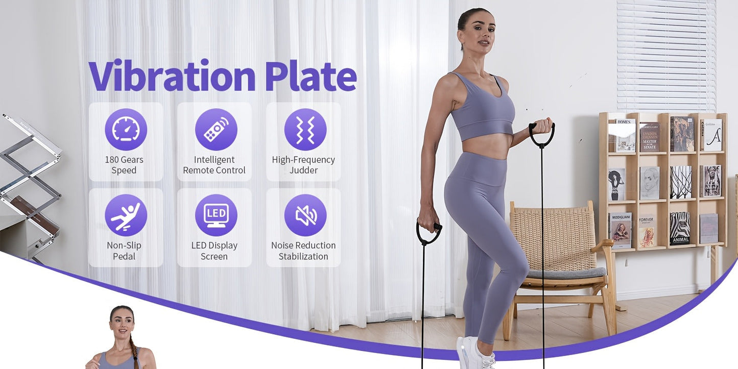 Vibration Plate Exercise Machine for Weight Loss & Lymphatic Drainage – Full Body Workout Platform with 99-200 Speed Levels, Quiet Motor, Portable Home Gym, Muscle Toning, 330 lbs Capacity