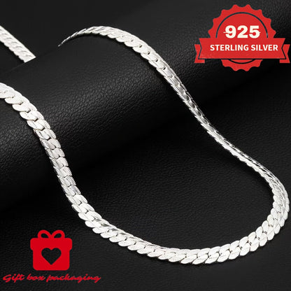 925 Sterling Silver Snake Chain Necklace Handmade for Men & Women – Dainty Serpentine Link, Gift Box Included, 18–24 Inch, Perfect Birthday, Christmas & Valentine’s Day Gift (6.25g)