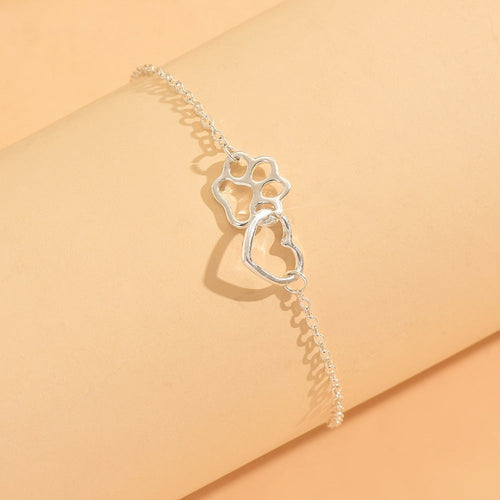 S925 Sterling Silver Heart Paw Anklet for Women – Vintage Elegant Boho Beach Jewelry, Perfect for Vacation & Casual Wear, Ideal Gift for Valentine's Day & Anniversaries
