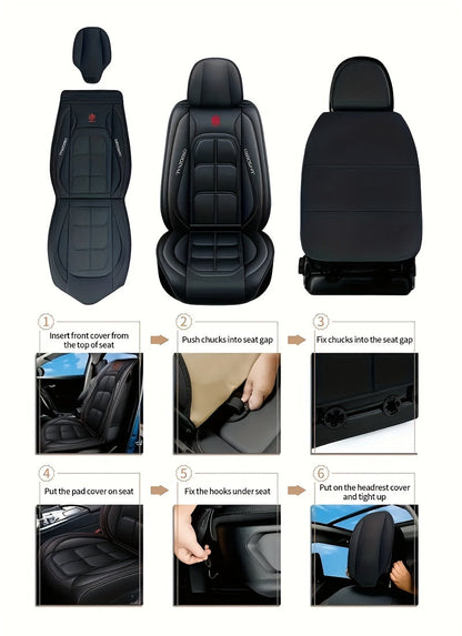 Faux Leather Car Seat Covers Universal Fit – Waterproof & Dirt-Resistant Protective Seat Cover for Cars, SUVs, Vans & Trucks, 1pc / 2pcs / 5pcs Set, Multiple Colors