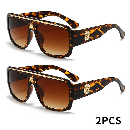 2-Pack Men's Cyberpunk Square Fashion Glasses with Metal Frame – Lightweight Street Style Sunglasses for Men, 8 Color Options, Daily Wear & Gift