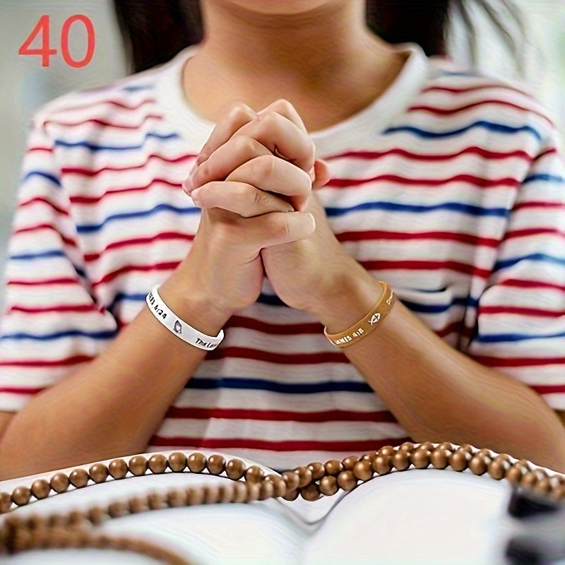 40-Pack Inspirational Bible Verse Silicone Bracelets Cute Colorful Christian Wristbands for Men Women Kids Church VBS Party Favors