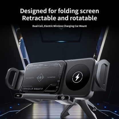 Car Mount with Wireless Fast Charging 15W - Compatible with iPhone 8 to 15 Series, Samsung Galaxy S and Note Series, Fold 5 and Fold 6, Supports Folding Screen Smartphones, USB Powered Dashboard Phone Holder