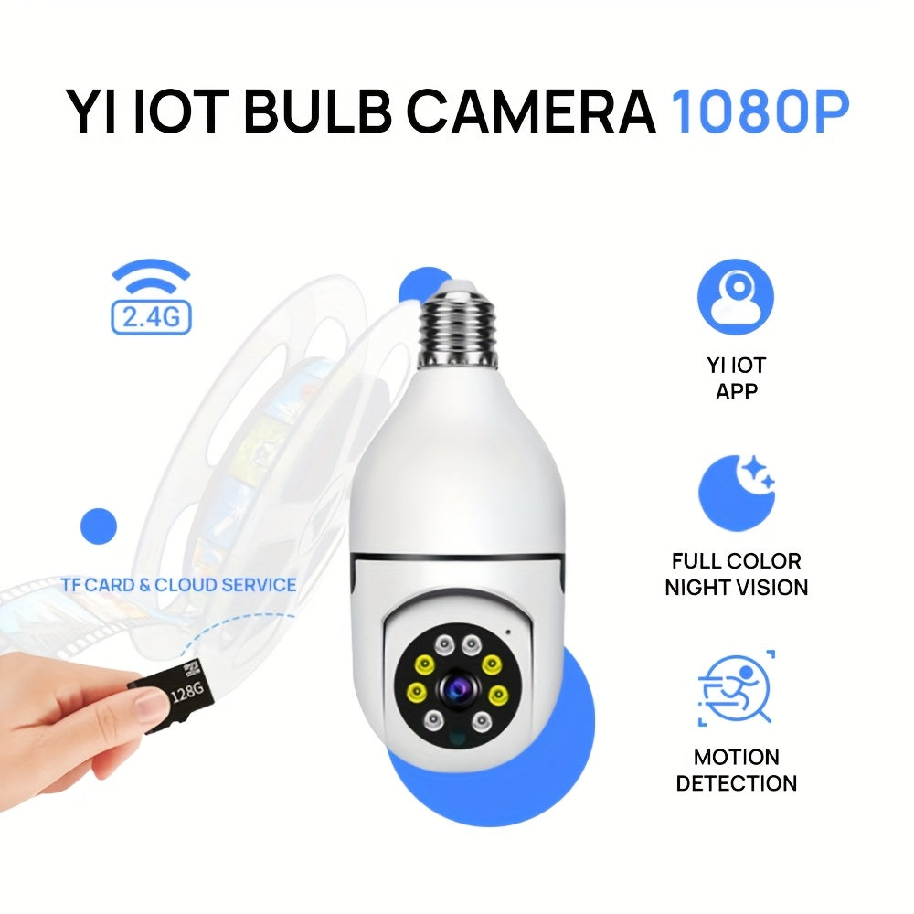3MP Light Bulb Security Camera WiFi 2.4GHz 1080P Wireless Surveillance Full Color Night Vision Two Way Audio Motion Detection 360 Pan Tilt Home Security Indoor Camera 1 2 Pack