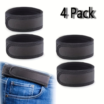 4PCS Elastic Invisible Waistband Belt for Men & Women – Adjustable No-Buckle Nylon Continuous Loop Belt, Machine Washable, Fits Jeans Pants & Casual Wear, Standard Size, Black