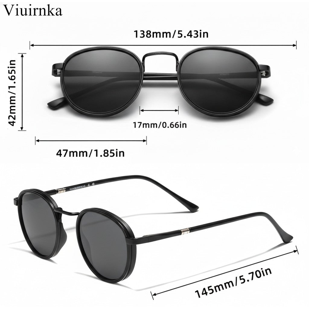 Polarized Sunglasses for Men & Women – Round Metal Frame UV400 TAC Lens, Lightweight Retro Unisex Eyewear with Protective Case, Ideal for Driving Fishing Hiking Travel, Birthday Father's Day Gift