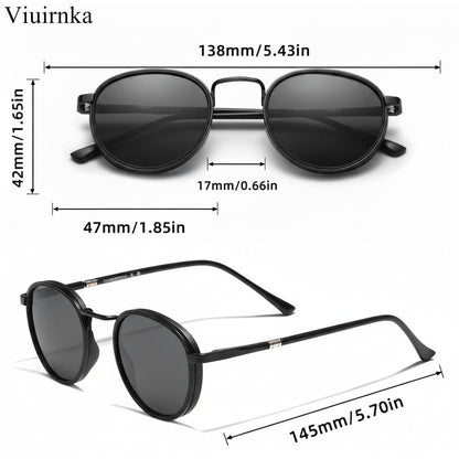 Polarized Sunglasses for Men & Women – Round Metal Frame UV400 TAC Lens, Lightweight Retro Unisex Eyewear with Protective Case, Ideal for Driving Fishing Hiking Travel, Birthday Father's Day Gift
