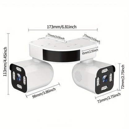 Dual Lens PTZ Security Camera Outdoor WiFi – 360° Pan Tilt Zoom 5MP, 10x Electric Zoom, Motion Detection, Two-Way Audio, Siren Alarm, Color Night Vision, App Control, Home Surveillance Camera