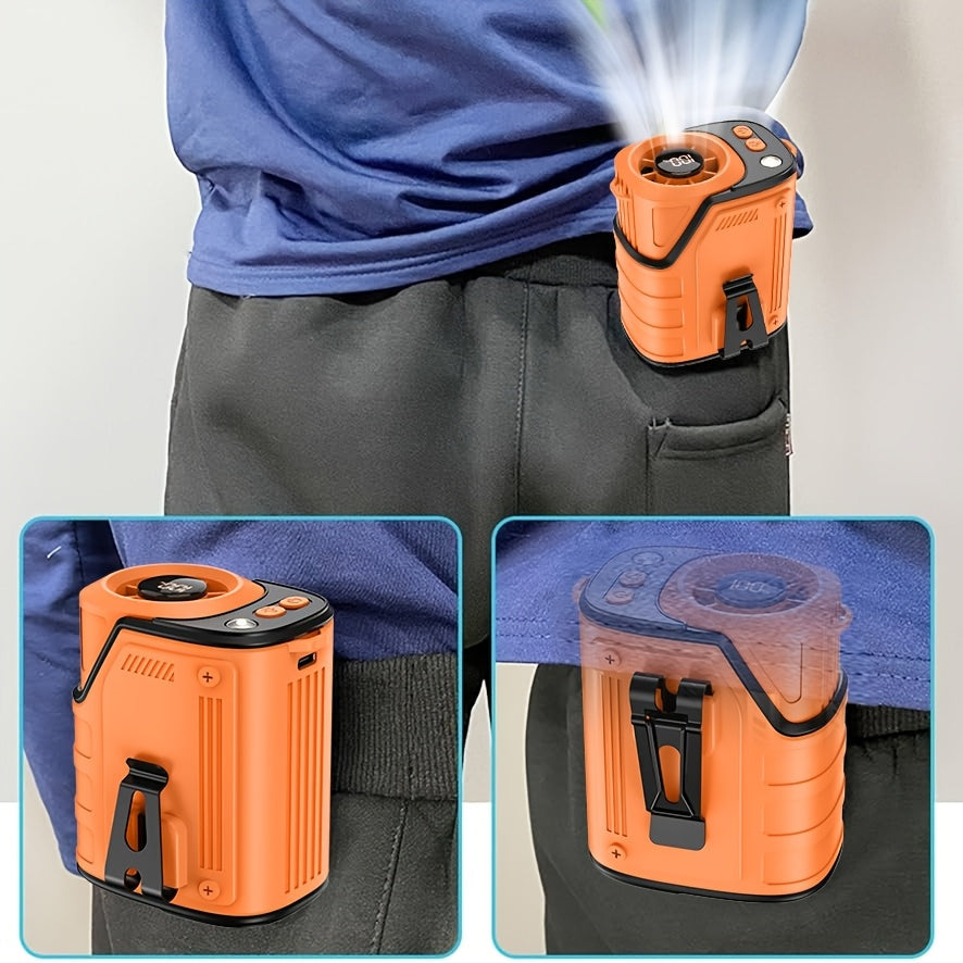 4-in-1 Waist Clip Fan with Flashlight Power Bank & Neck Fan – Rechargeable Portable Outdoor Belt Fan, Long Battery Life, 3 Colors, Single & 2-Pack