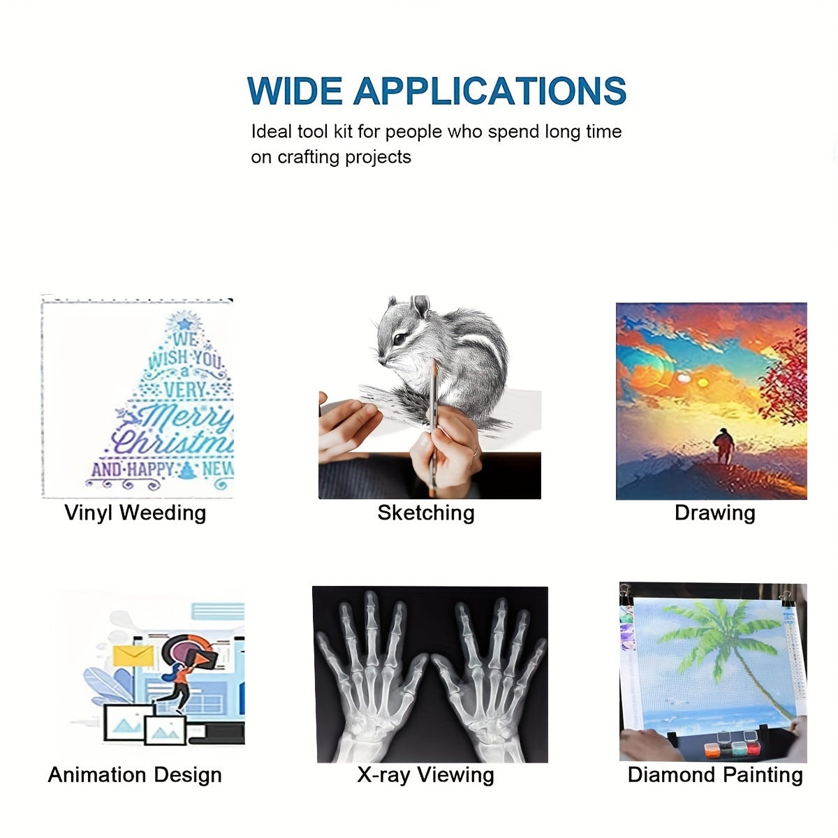 LED Light Pad for Diamond Painting – A2 A3 A4 A5 USB Powered, Adjustable Brightness, Ultra-Thin Light Board for Tracing Sketching Drawing Animation Stencil Art Craft, Optional Bracket & Drill Pen