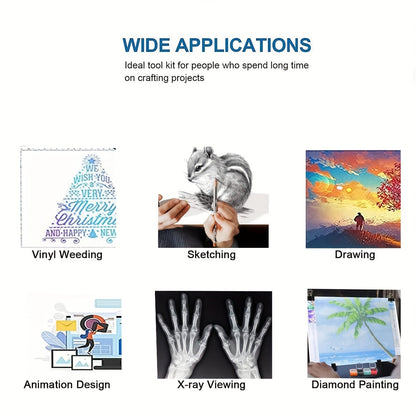 LED Light Pad for Diamond Painting – A2 A3 A4 A5 USB Powered, Adjustable Brightness, Ultra-Thin Light Board for Tracing Sketching Drawing Animation Stencil Art Craft, Optional Bracket & Drill Pen