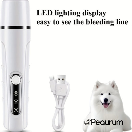 Rechargeable Pet Nail Grinder Low Noise Low Vibration for Dogs and Cats – USB Charge LED Display Safe Grooming Tool