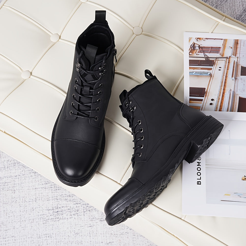 Men's Motorcycle Chukka Boots – Zipper & Lace-Up Genuine Leather Casual Fashion Boots with Non-Slip Sole, Cap Toe, Breathable Cushioned Insole, Black & Brown | Velora