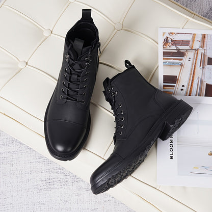 Men's Motorcycle Chukka Boots – Zipper & Lace-Up Genuine Leather Casual Fashion Boots with Non-Slip Sole, Cap Toe, Breathable Cushioned Insole, Black & Brown | Velora
