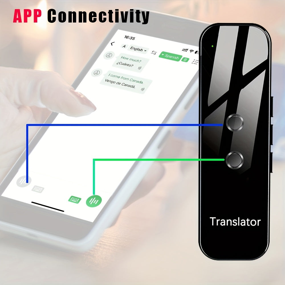 Portable Language Translator Device Two-Way Instant Voice Translation 137 Languages APP Connected High Accuracy Translator for Travel Business Learning with Headphones