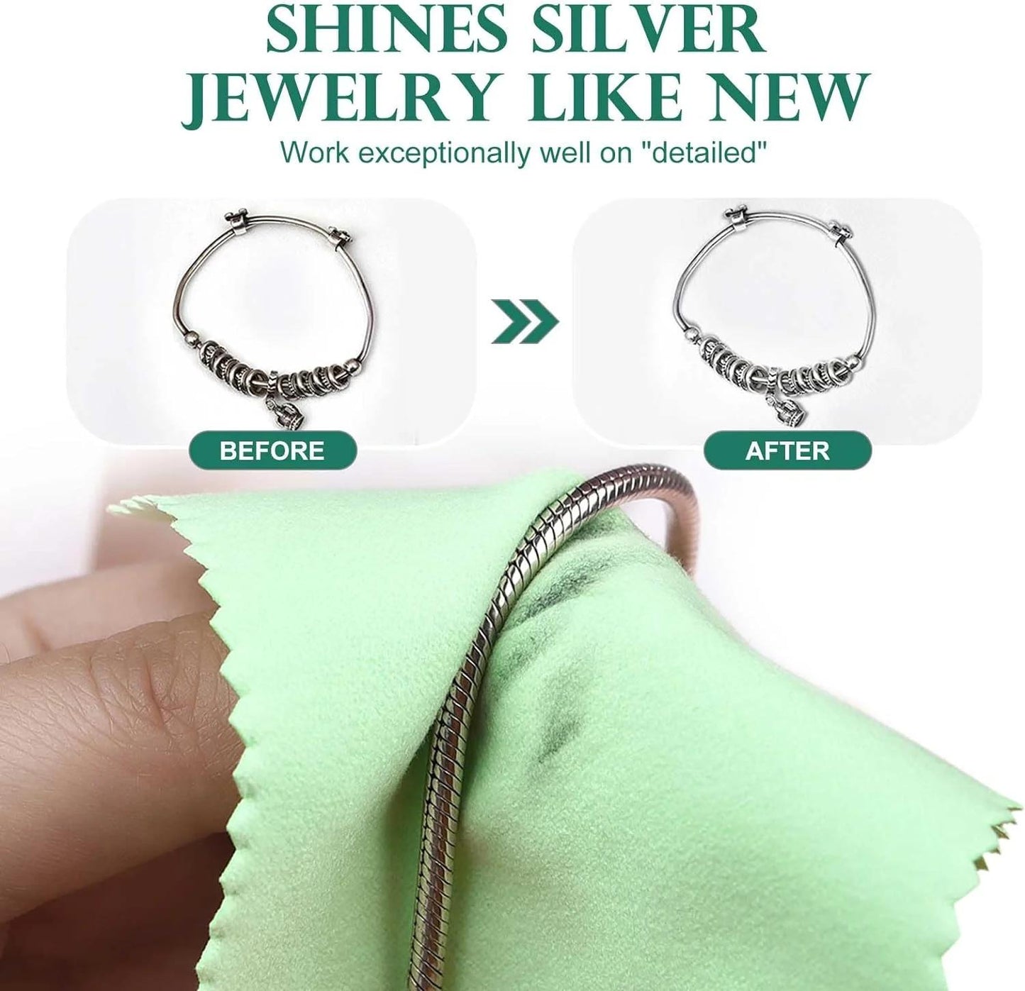JSP Sterling Silver Dip Cleaner & Tarnish Remover 8oz – 925 & 999 Silver Jewelry Cleaning Solution with Dipping Basket & Microfiber Cloth, Restores Shine to Silver, Gold & Precious Metals