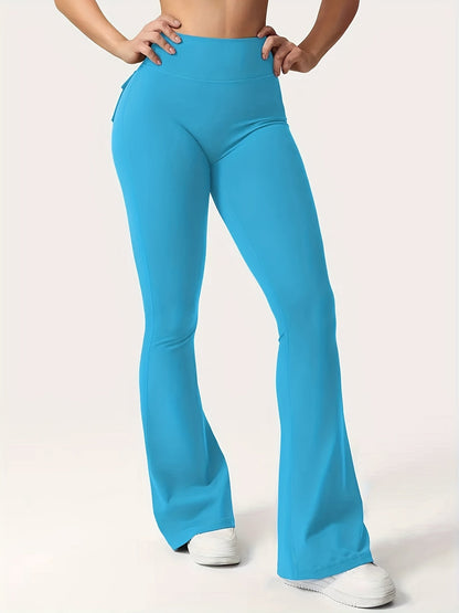Women's High Waist Flare Yoga Pants Scrunch Butt Lift Leggings with Pocket Squat-Proof 4-Way Stretch Sweat-Wicking Sportswear for Gym Running Workout – 7 Colors S-XL
