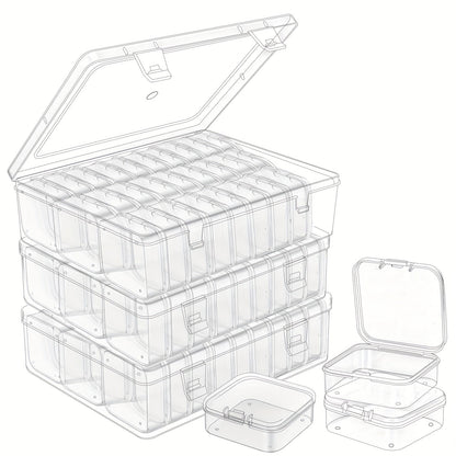 Clear Bead Organizer Box 30 Compartments Hinged Lid 3 or 5 Pack Storage Container for Jewelry Bracelet Making Craft Nail Art 8.8x6.7 Inch