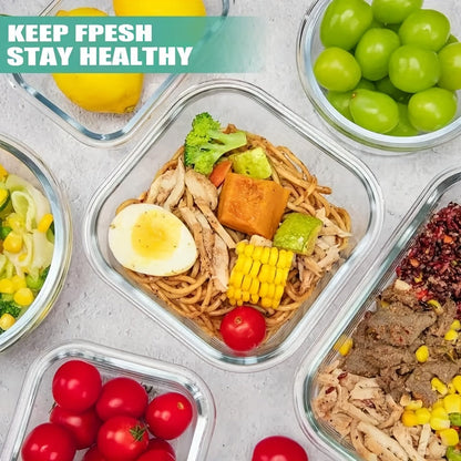 20-Piece Borosilicate Glass Food Storage Containers with Airtight Clip-Lock Lids – Microwave, Oven & Dishwasher Safe Meal Prep Containers for Salads, Fruits, Vegetables & Sandwiches – Includes Cleaning Brushes