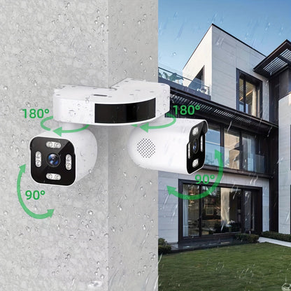Dual Lens PTZ Security Camera Outdoor WiFi – 360° Pan Tilt Zoom 5MP, 10x Electric Zoom, Motion Detection, Two-Way Audio, Siren Alarm, Color Night Vision, App Control, Home Surveillance Camera
