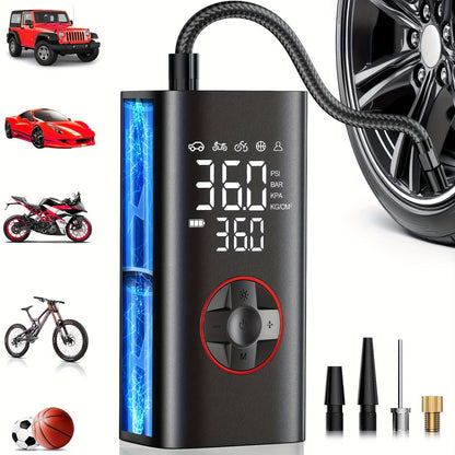 Cordless Digital Tire Inflator 150PSI with Protective Case – Portable Air Compressor Pump for Car Motorcycle Bike SUV Truck, Auto Emergency Kit, Gift for Men & Dad