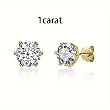 S925 Sterling Silver Moissanite Stud Earrings for Women – Vintage Elegant Style, 0.5CT 1CT 2CT 3CT, Gold & Silver, Daily Wear & Party Jewelry Gift