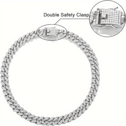 4-Piece Men's Punk Jewelry Set Quartz Watch Cuban Chain Necklace Bracelet and Cross Necklace with Rhinestone Details Hip Hop Style Gift for Men