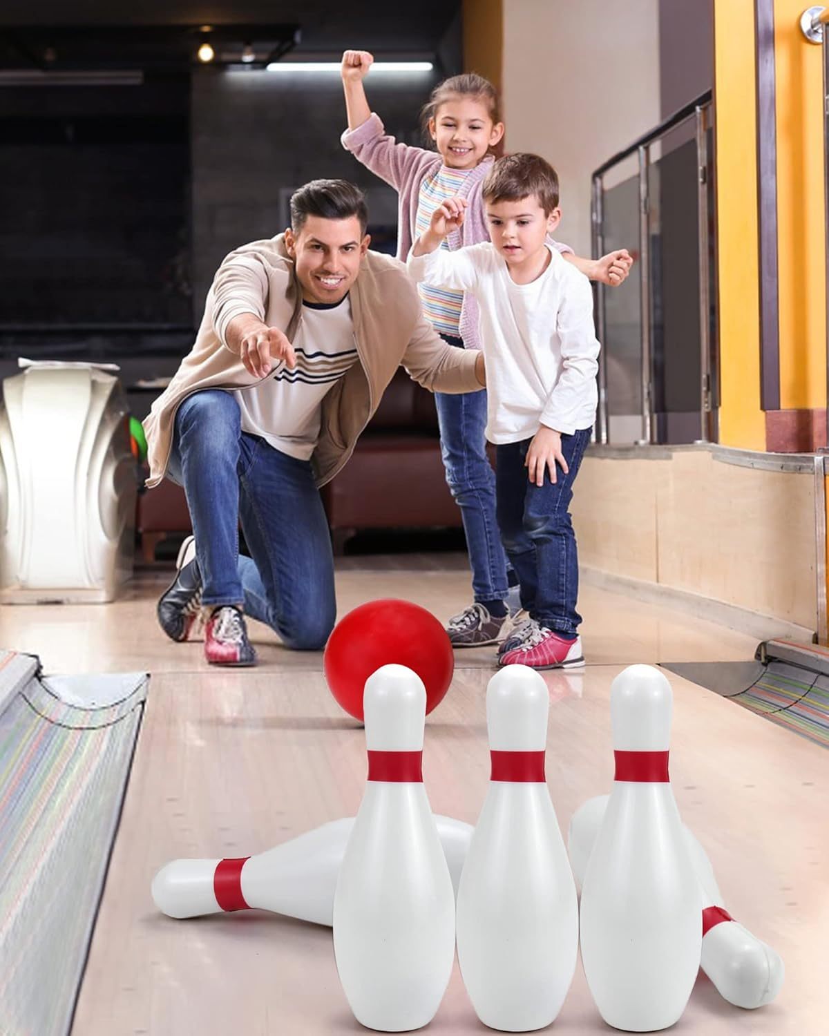 Light Up Kids Bowling Set 10 Glow Bowling Pins & 2 Balls Indoor Outdoor Bowling Game for Boys Girls Toddlers – 7.87" Tall Pins Fun Birthday Holiday Gift Toy for Ages 3+