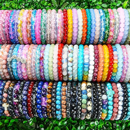 30pcs Glass Beaded Bohemian Bracelet Set for Women Men – Random Multicolor Stackable Stretch Bracelets Boho Jewelry for Daily Wear All Seasons Gift