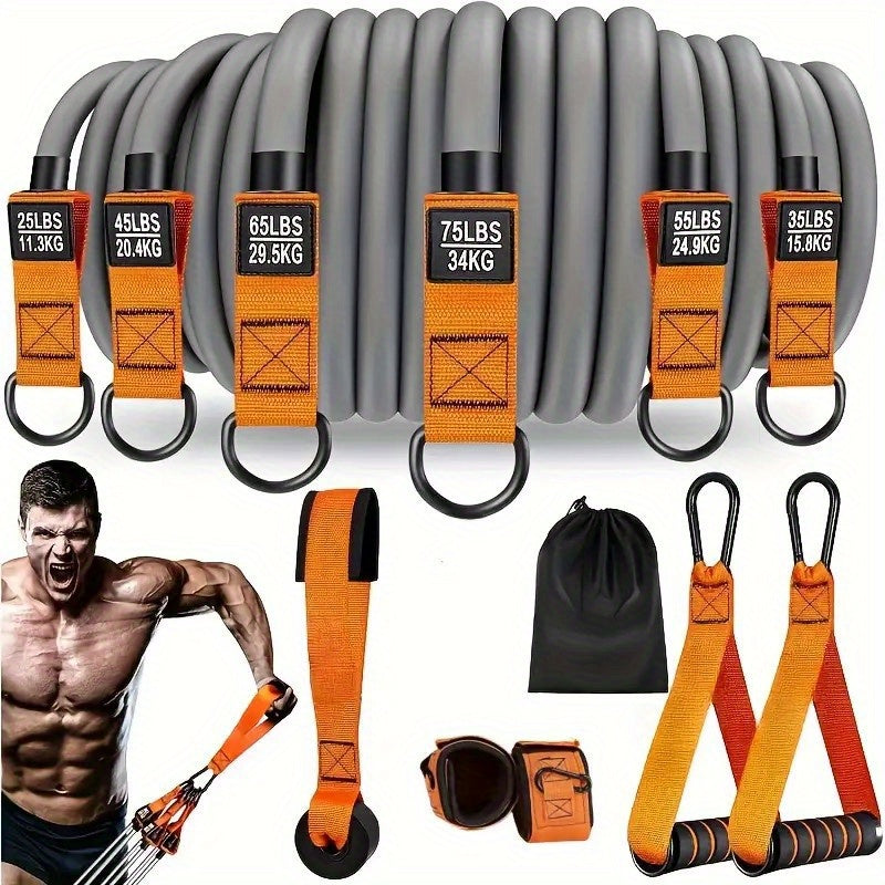 300lb Heavy-Duty Resistance Band Set Home Gym Strength Training Kit with Handles Door Anchor Ankle Straps Full Body Workout for Muscle Building Toning Rehabilitation