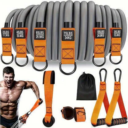 300lb Heavy-Duty Resistance Band Set Home Gym Strength Training Kit with Handles Door Anchor Ankle Straps Full Body Workout for Muscle Building Toning Rehabilitation