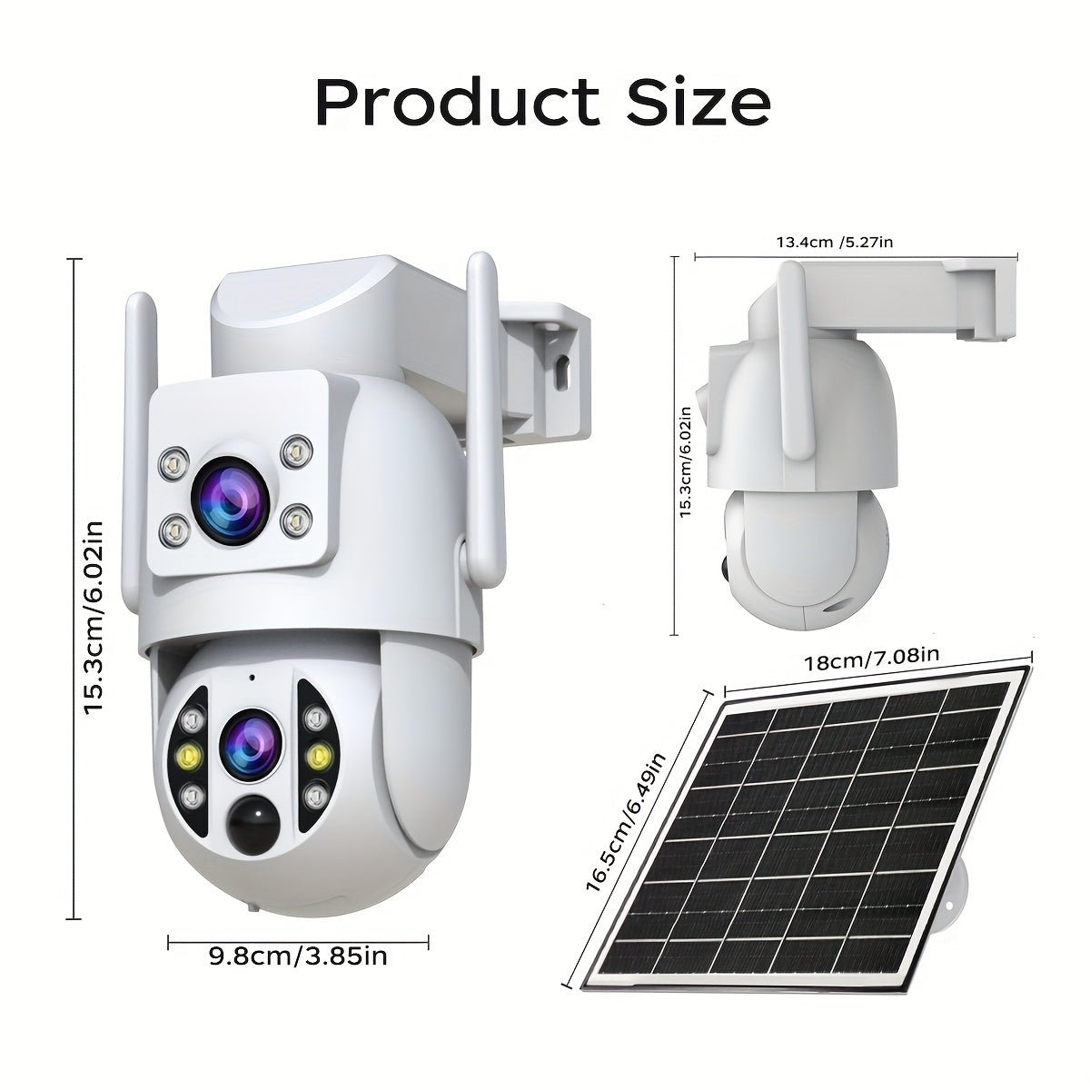 Solar Security Camera Outdoor 360° PTZ 1296P HD Dual Lens Color Night Vision Two-Way Audio Motion Detection WiFi SD Card – Wire-Free Rechargeable JOOAN RS3