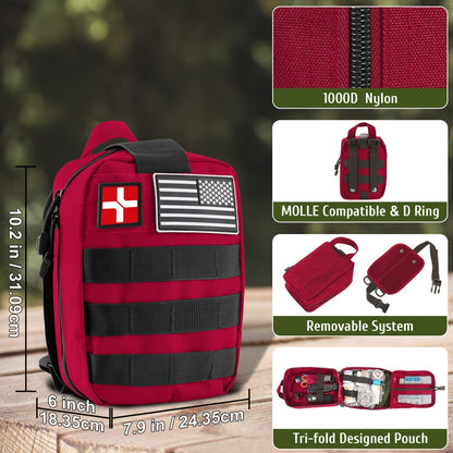 170-Piece Survival Kit & First Aid Emergency Gear Set – Includes Knife, 14-in-1 Axe, Flashlight, Survival Bracelet & Medical Supplies, Canvas Bag, Perfect Camping Hiking Outdoor Gift for Men & Women