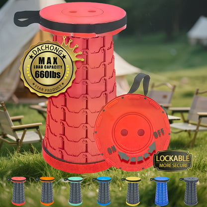 Folding Telescoping Stool with Bottom Lock Buckle – Portable Collapsible Retractable Seat, 660 lbs Heavy Duty Load Bearing, for Fishing, Hiking, Camping & Outdoor Activities, Multiple Colors