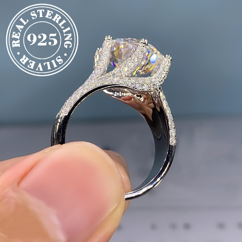 925 Silver Six-Prong Moissanite Engagement Ring – Classic Luxury Solitaire, Brilliant Diamond Alternative for Engagement, Anniversary & Gift for Her, Elegant & Sexy Design