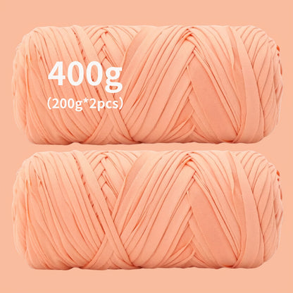 T-Shirt Fabric Yarn 400g (2 x 200g) Chunky Cotton Blend in 49 Colors – Soft Thick Yarn for Crochet Baskets, Bags, Rugs, Macrame & Knitting Projects – Beginner-Friendly Craft Yarn
